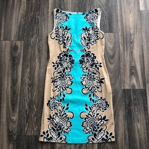 Tan and Turquoise Dress